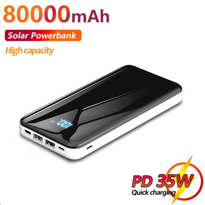 

2.1A Output Fast Charging Multi-type Jack LCD Digital Display Screen Portable Mobile Power Bank Waterproof One-way Quick Charge