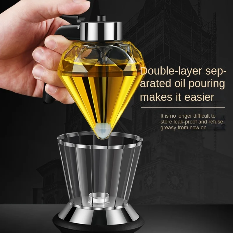 

With Holder Kitchen Olive Oil Dispenser Bottle Oil Honey Dispenser Bottle 2022 New Diamond Glass Olive Oil Can Glass Dispenser