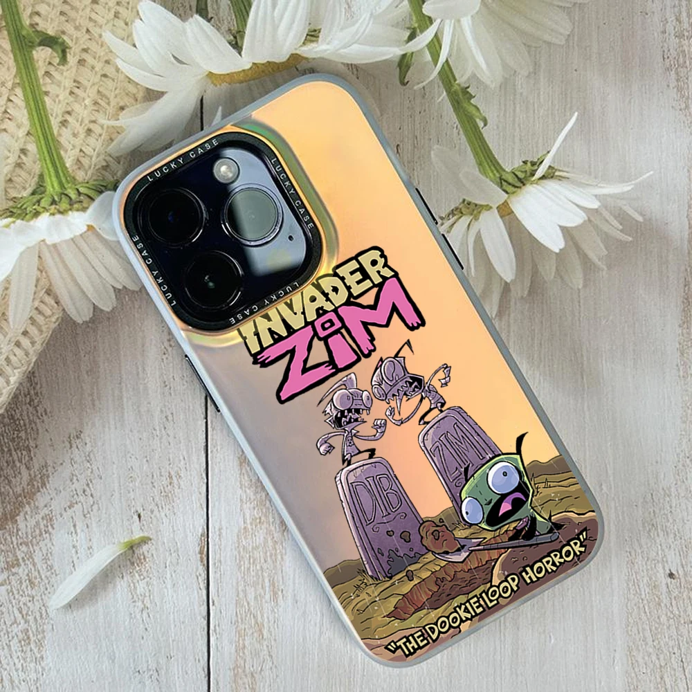 Cartoon I-Invader Zim For Huawei MATE 60 70 PRO NOVA PURA ULTRA Honor 90 80 SE GT 200 IMD Chameleon Laser Phone Case