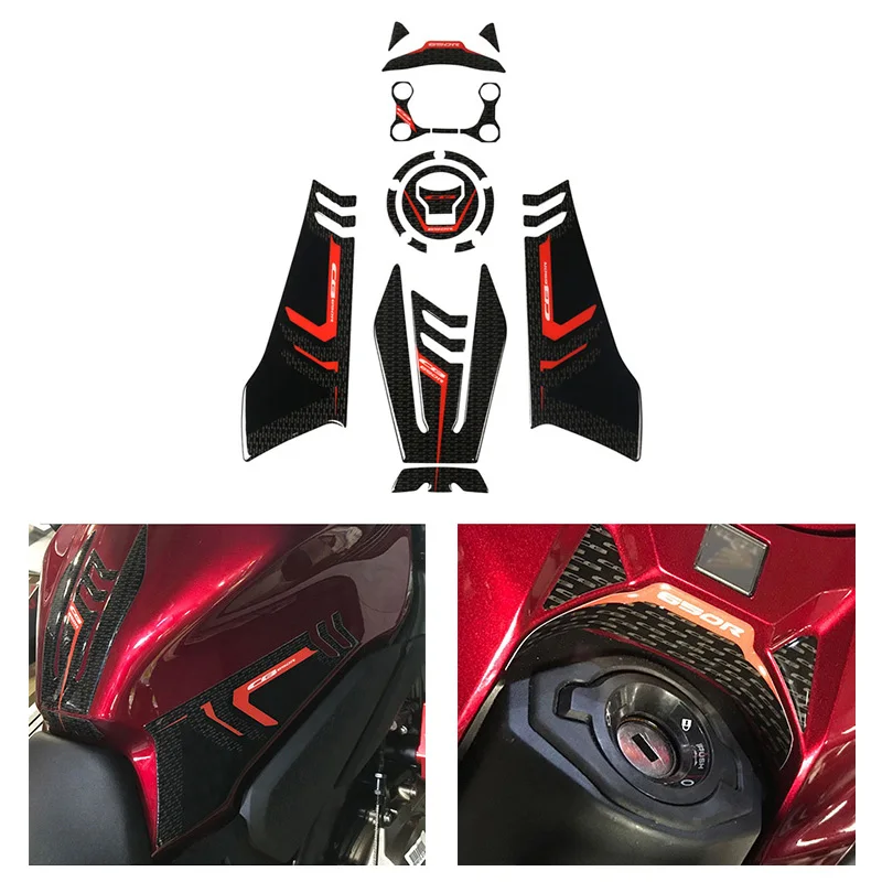 

Motorcycle Accessories For HONDA CB650R 2019 2020 3D Carbon Fiber Sticker Decal Emblem Protection Tank Pad Cas Cap Accesorio