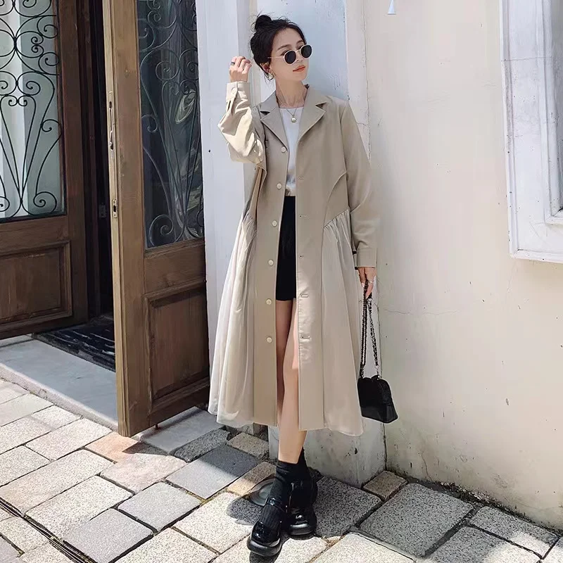 Женский модный темпераментный однобортный костюм с воротником тренчкот