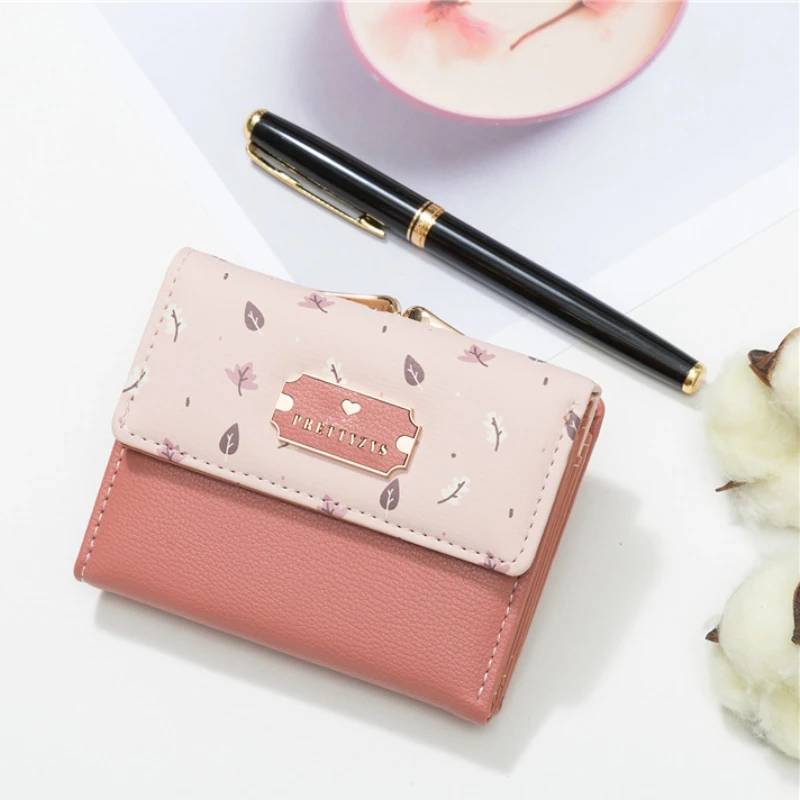 Women Wallet Hasp Short Coin Purse Small Cute Wallets for Women Three Fold Multi-function Printing Card Holder Purses Carteras