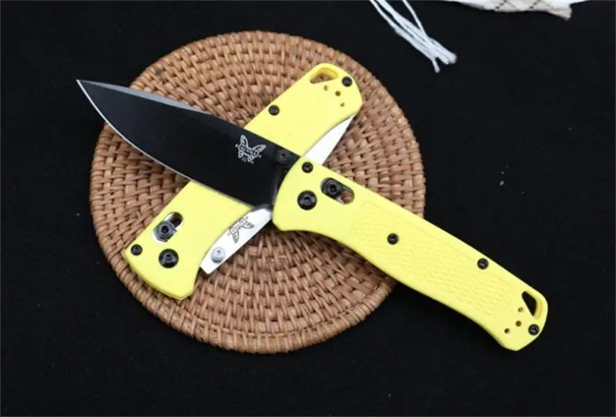 

Yellow Handles D2 Blade Benchmade 535/S Bugout AXIS Folding Knife Polymer Handle Camping Portable Pocket Knives EDC Tool