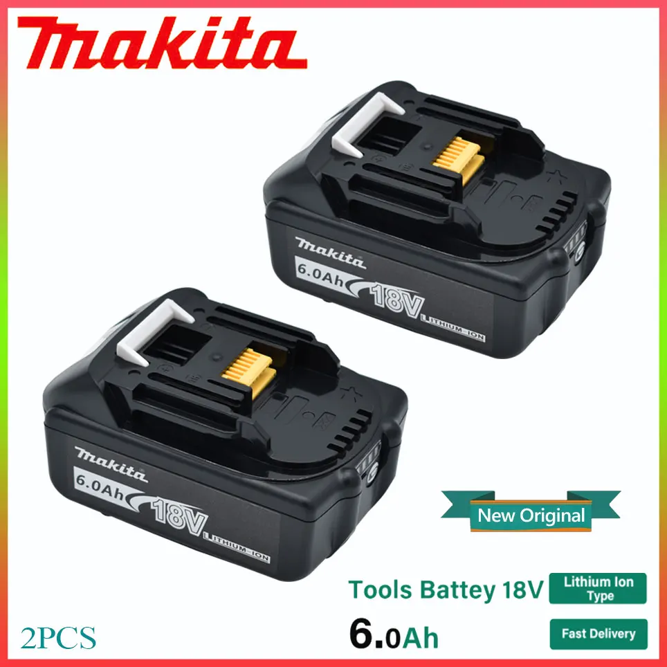 

2PCS 18V 6.0Ah 100% Original Makita 6000mAh Rechargeable Power Tool Battery WithLED Lithium-ion Replacement BL1830 BL1840 BL1850