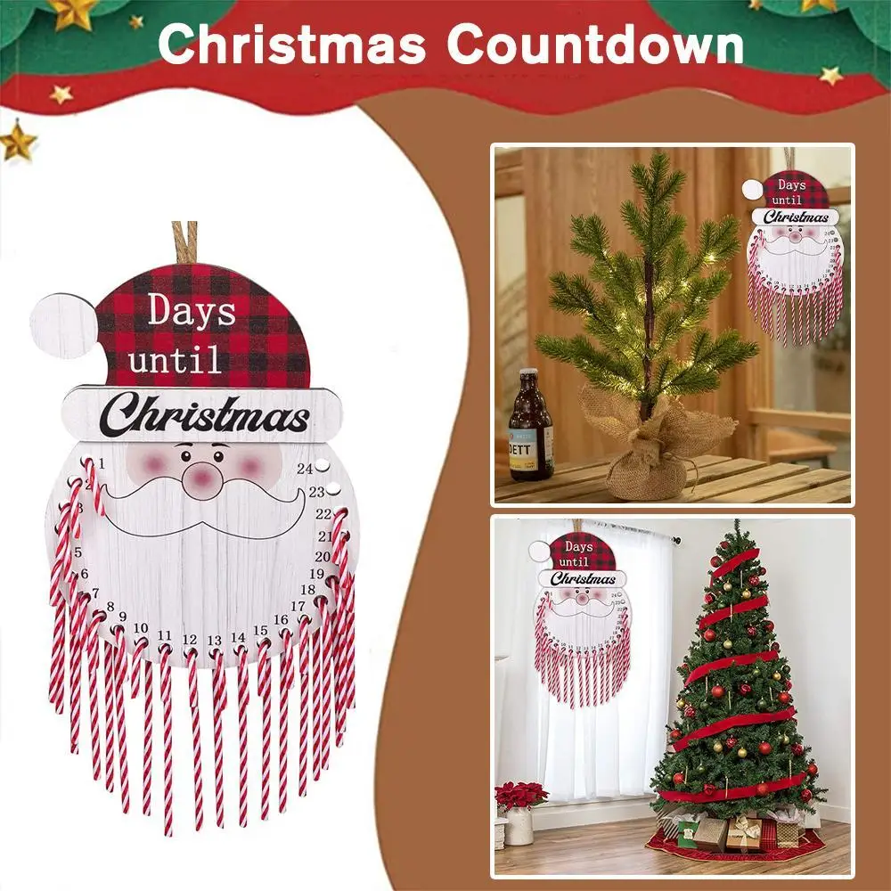 

Календарь для дефиле, декоративный подвесной календарь из массива дерева, для дверей, деда Санты, обратный отсчет, украшение на Рождество, детские подарки