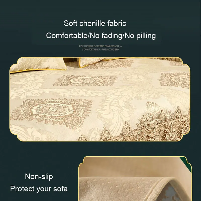 Luxury Jacquard 3 Seater Sofa Cover Lace Leather Couch Slip Covers Loveseat Armrest L Shape Towel European Decorative |