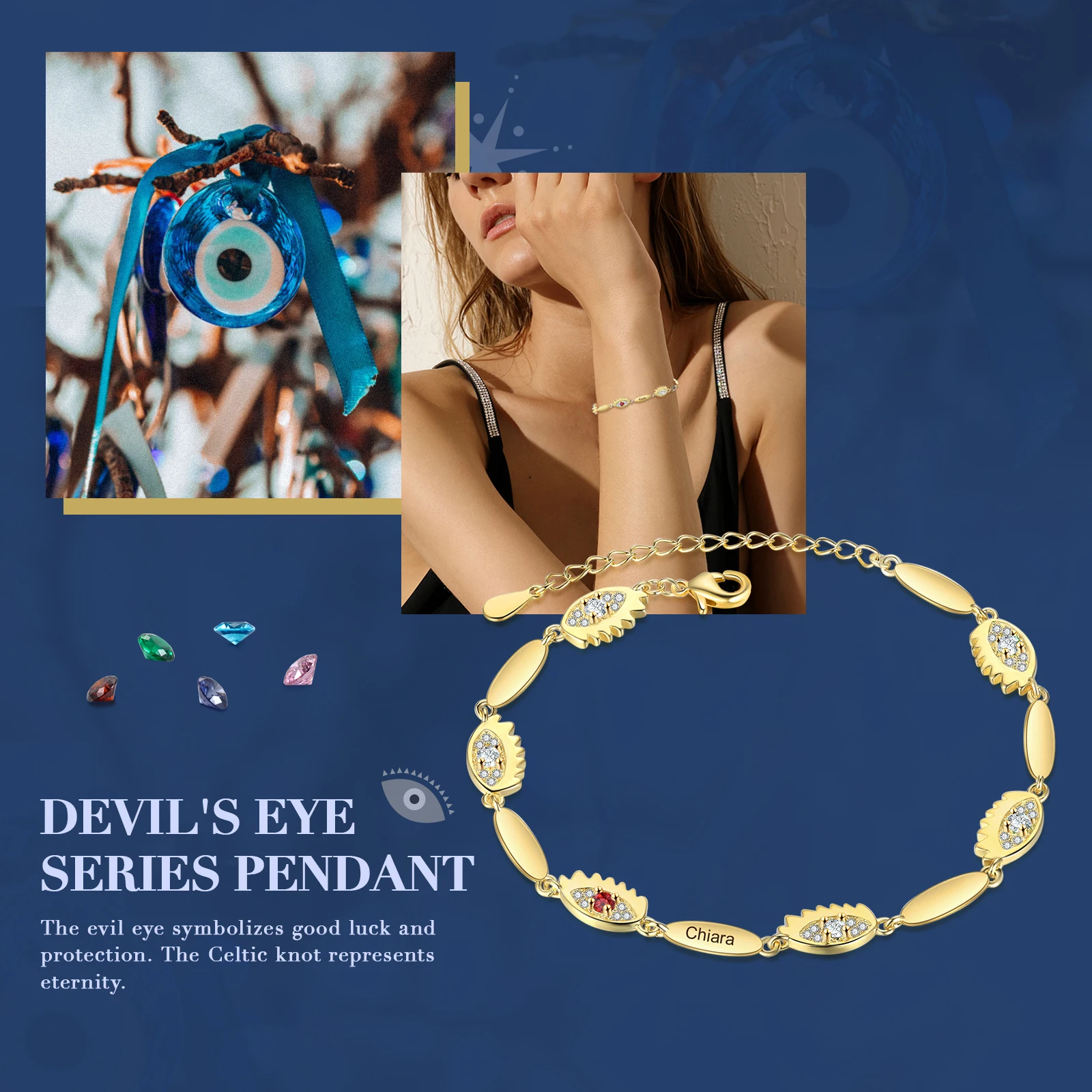 Персонализированный браслет для бара браслеты золотого цвета с именем и камнями