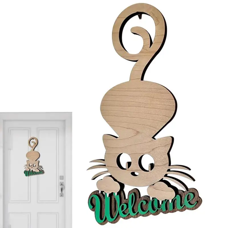 

Знаки на входную дверь для кошки, Забавный Знак Приветствия для декора, деревянная доска, знак для вечеринки, украшение на стену, волшебник, ...
