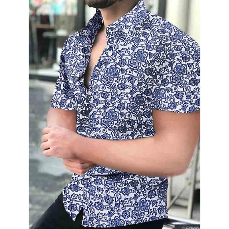 

Fashion Men Shirts Hawaii Buttons Shirt Casual Print Beach Short Sleeve Tops Blouses Men's Clothing Streetwear Cardigan Camisas