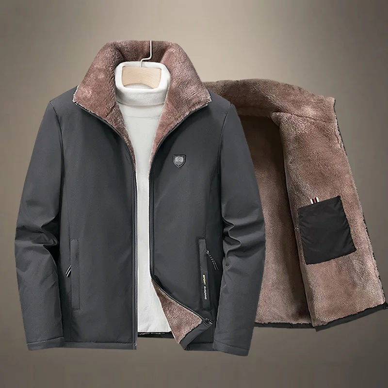 M-5Xl Oversized Fleece Men's Jacket Male Trench Down Coat Loose Classic Windcheater Warm Thick Parkas Jacket for Men
