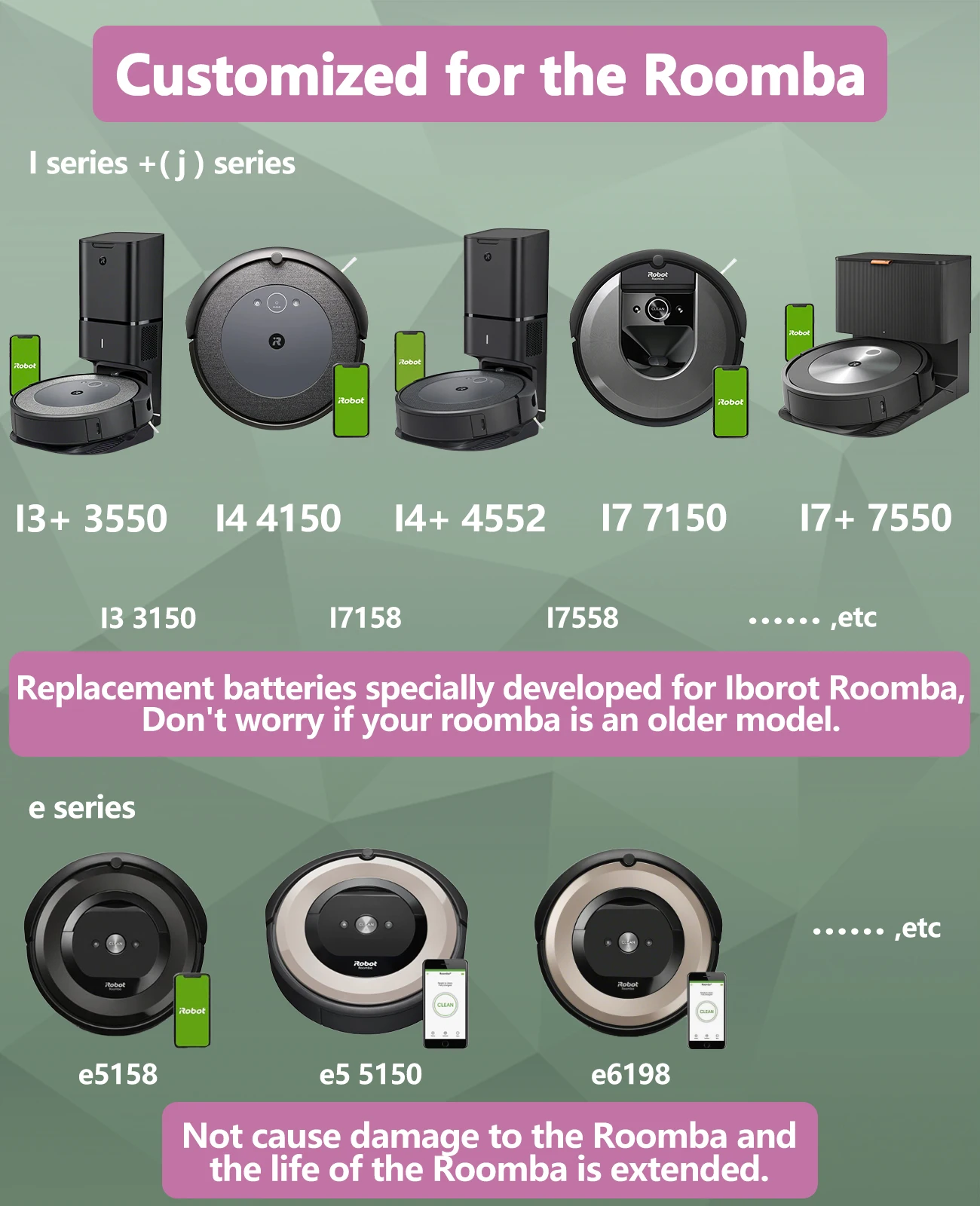 Фото Замена аккумулятора i7 14,4 В, 5000 мАч для iRobot Roomba e и i Series i7+ e5 7150 7550 i3 3150 i3+ 3550 i4 4150 i4+ 4624864 ﻿ №3