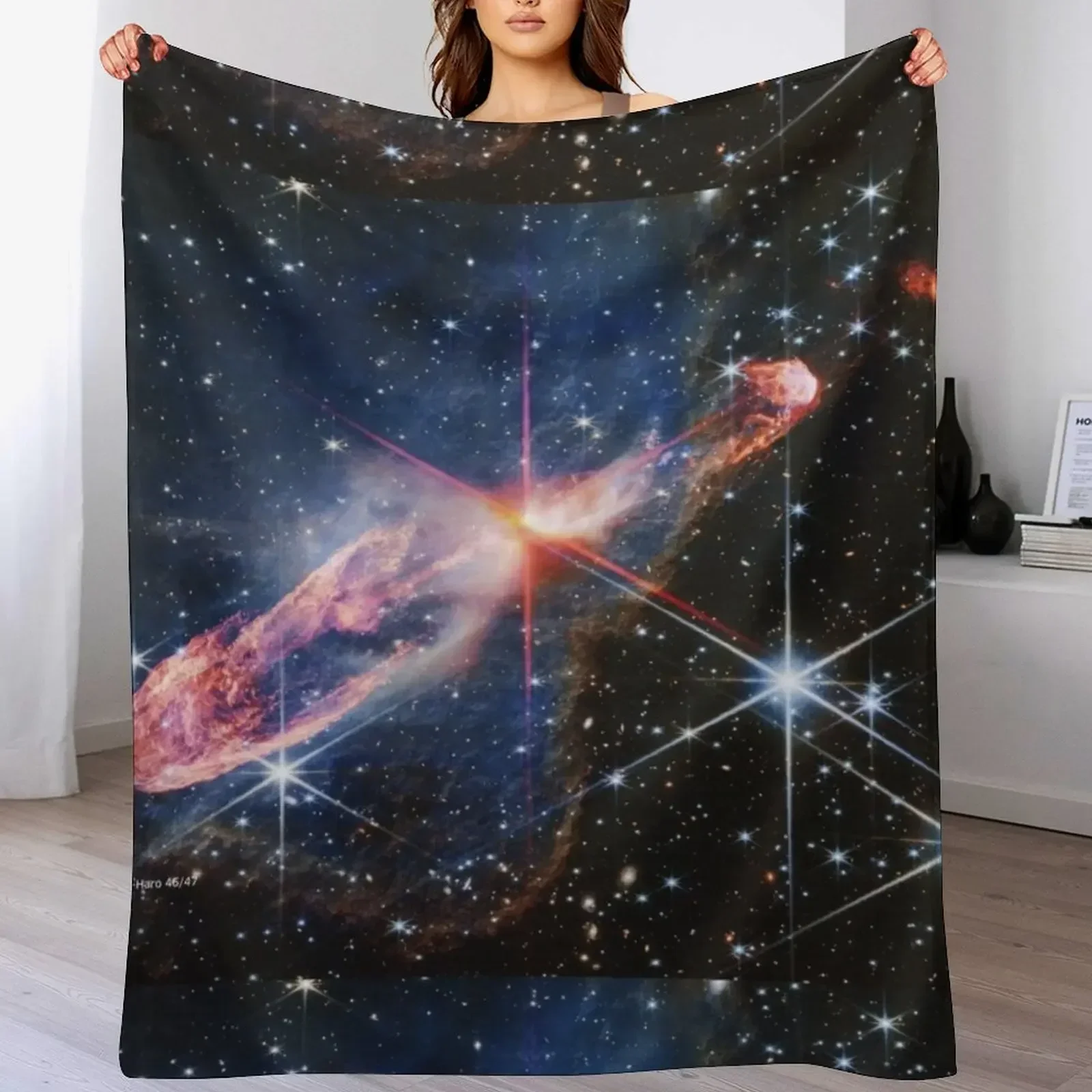 Herbig-Haro 46/47 (James Webb/JWST) — космический постер пледы мягкие клетчатые роскошные