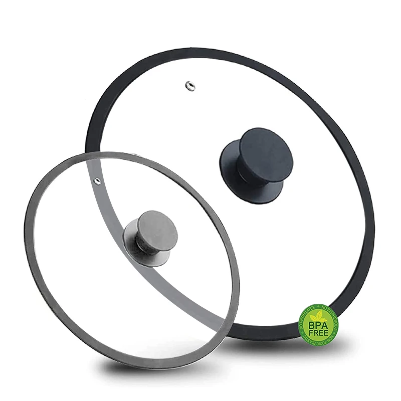 

Multi Size Universal Lid for Pots Pans Cookware Tempered Glass Lid for Skillets with Silicone Rim Replacement Lid for Frying Pan