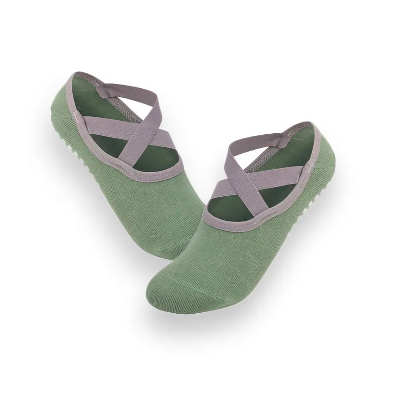 Women Pilates Socks with Bandage Silicone Anti-Slip Quick-Dry Yoga Socks Ballet Dance Cotton Socks Sport Fitness Sock for Gym