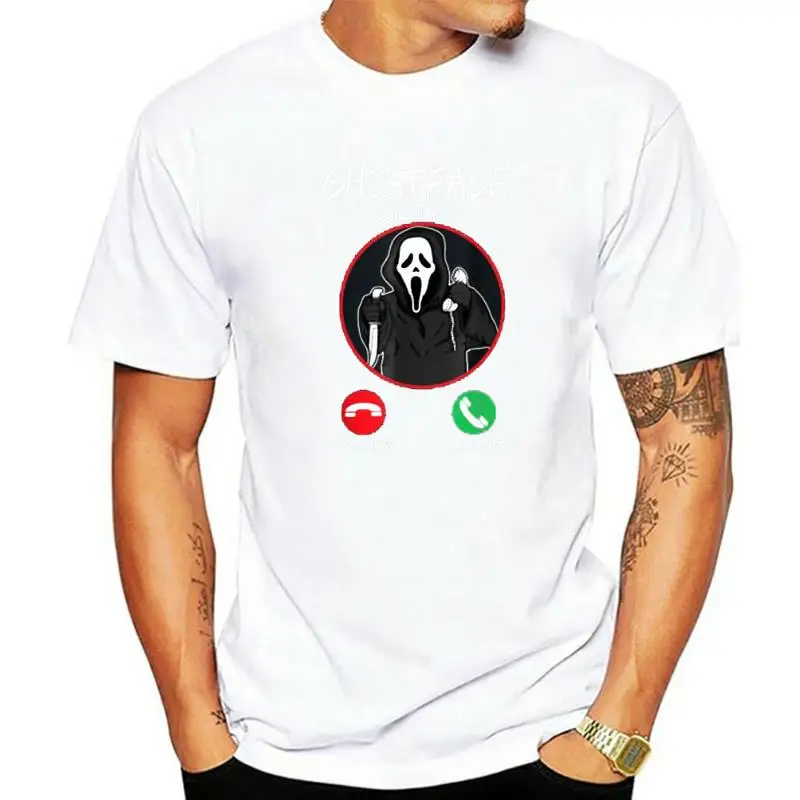 

Halloween Ghost Face Calling T-Shirt Humor Funny Graphic Tee Tops for Women Men Clothing Punk Costume Customized Products