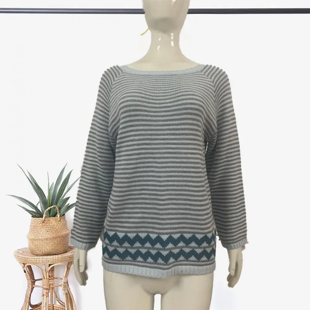 

Женский вязаный свитер, Стильный винтажный женский свитер с цветными вставками, уютная трикотажная одежда для осени и зимы, акриловый свитер для женщин