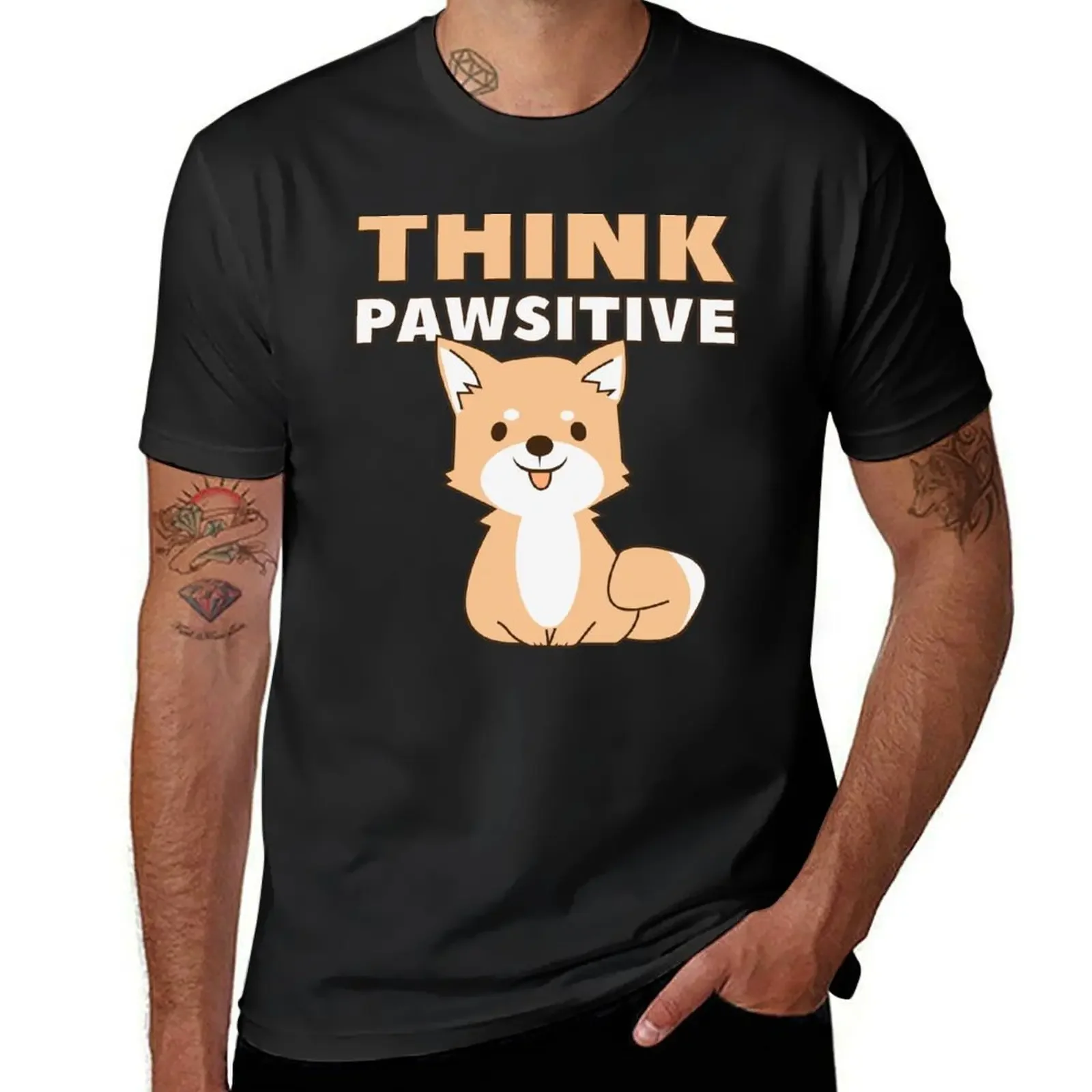 Футболка с надписью Think Pawsitive женская одежда аниме футболка Аниме футболки
