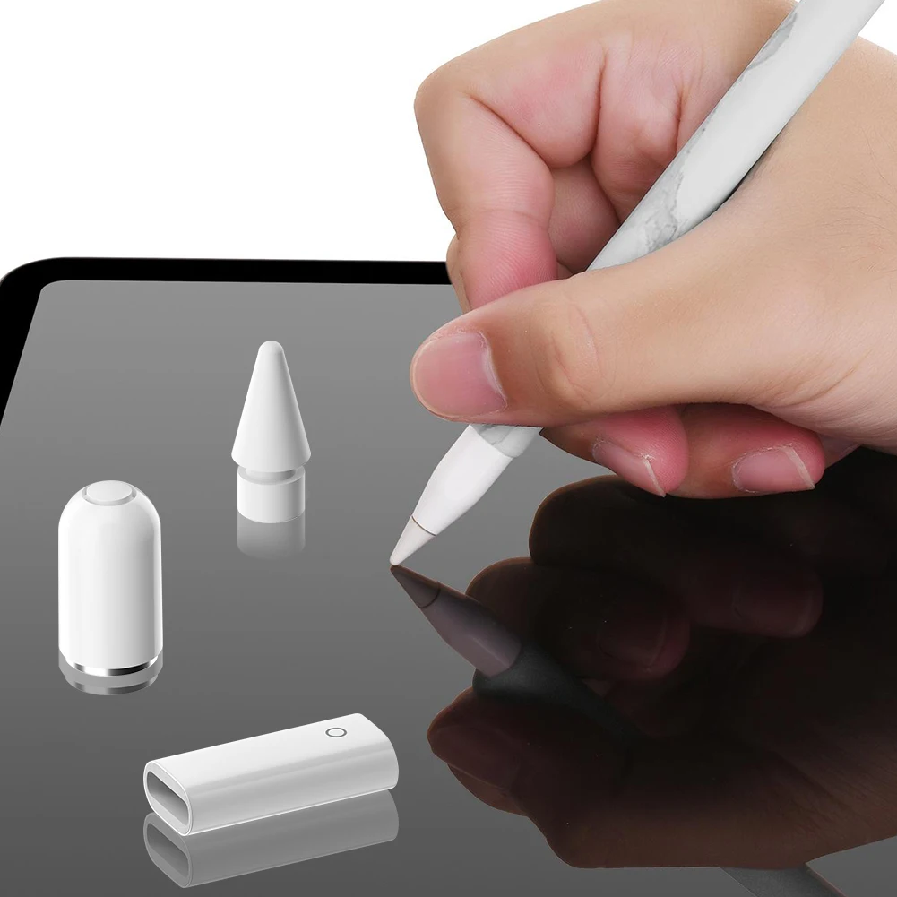 Cap Spare Nibs Set 3-in-1 Charging Adapter Plug And Play Built-in Smart Chip Lightweight For Apple Pencil 1