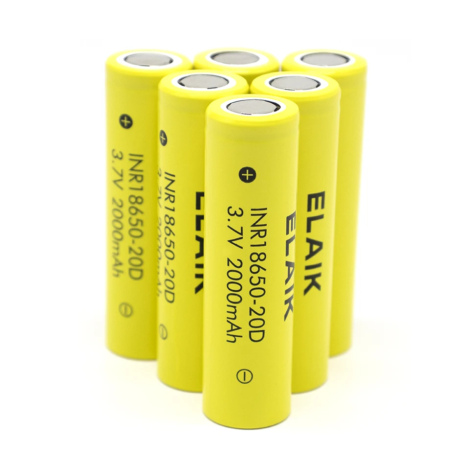

INR18650 power battery 3.7V 2000mAh*20PCS rechargeable power lithium battery internal resistance small 20D- flat head