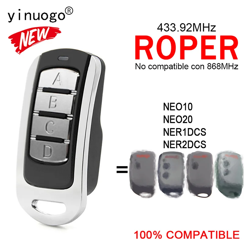 Фото Пульт дистанционного управления для гаражных ворот ROPER NEO10 NEO20 NER2DCS NER1DCS, 433.92 МГц/868 МГц, с плавающим кодом, передатчик команд для контроля доступа. №2