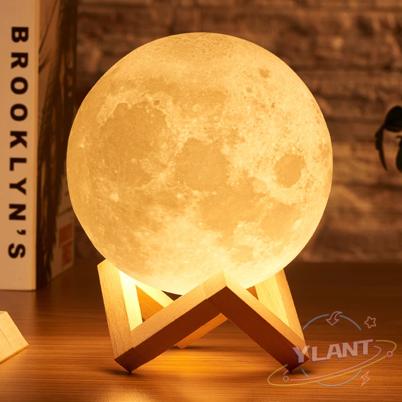 

Лампа в виде Луны YLT с 3D рисунком, ночник с сенсорным управлением, заряжаемый светодиодный светильник 16 цветов с дистанционным управлением, ...
