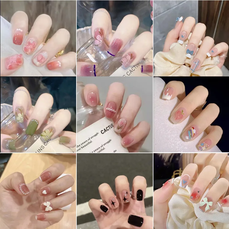 

24pcs Pure Desire Spice Girl Styles Long Ballet Coffin False Nails Aurora Ice Transparent Series Fake Nails Art Tips Manicure