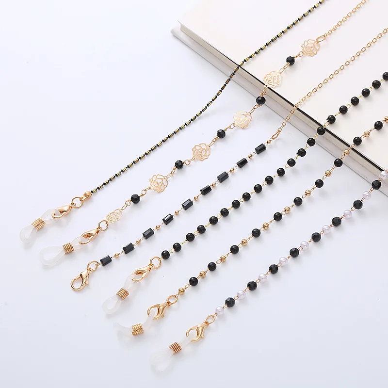 

Fashion Glasses Chain for Women Elegant Pearl Beaded Crystal Sunglass Lanyard Holder Neck Cord Eyewear Jewelry Gift