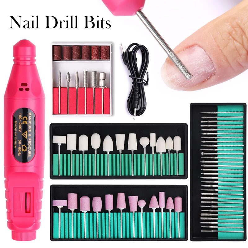 

Professional Nail Drill Machine Electric Manicure Milling Cutter Set Nail Files Drill Bits UV Gel Polish Remover Nail Art Tools