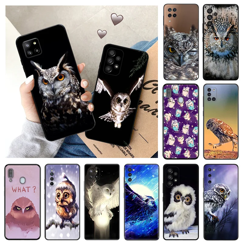 

For Samsung Galaxy A13 A12 A11 A21S A22 5G A23 A50 A40 A30 A20 A10 E A70 A24 A04 Cute Owl Animal Soft Phone Shell Case Cover