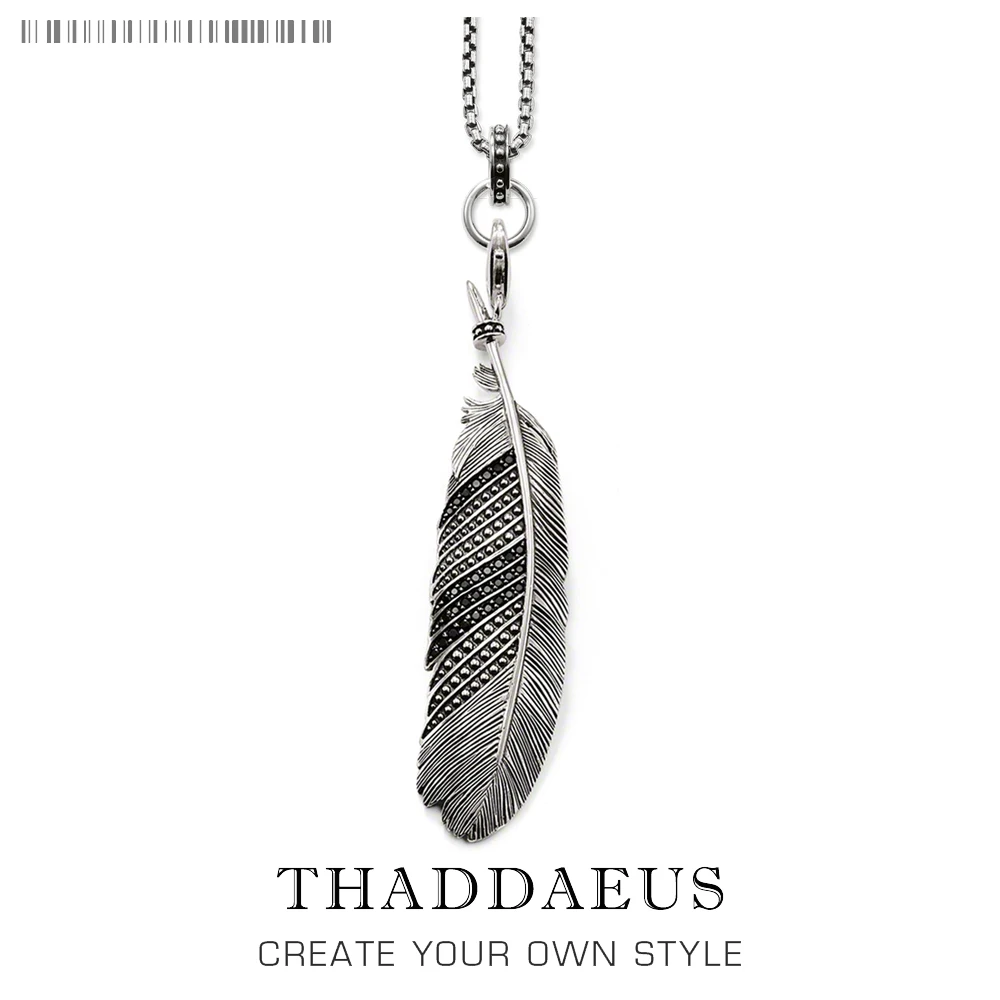 

Feather Link Chain Necklace Brand New 925 Stering Silver Fashion Jewelry Europe Rebel Gift For Men Women Friend