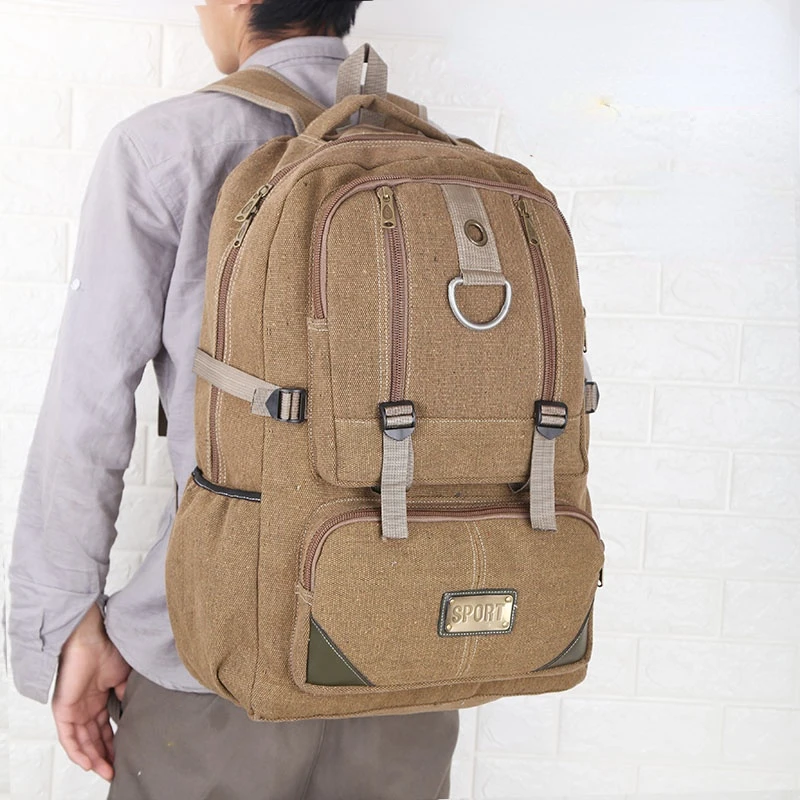 

Tilorraine canvas men backpack 50L large capacity travel bag outdoor backpack sports bag student schoolbag shoulder bag unisex