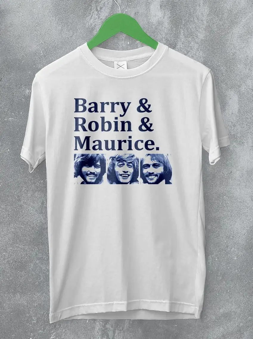 Белая мужская футболка с коротким рукавом, с принтом пчелы и Gees band, все размеры от S до 5XL JJ1578 Белая мужская футболка с коротким рукавом, с принтом пчелы и Gees band, все размеры от S до 5XL JJ1578