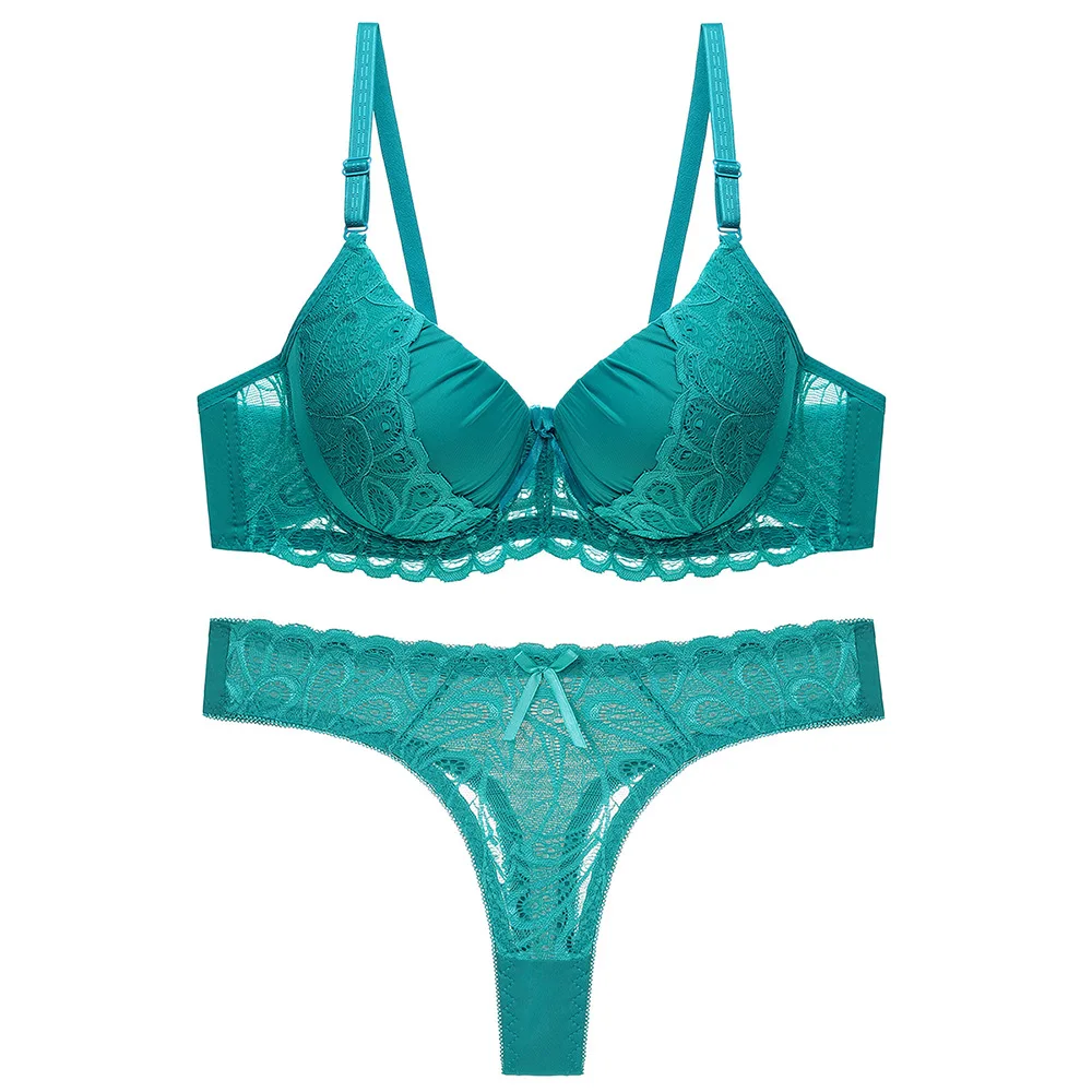 

Lingerie Set Sexy Bra and Thong Set Push Up Lace Hollow Out Brassiere Bra and Panty Set Underwear Femme Panties Lingerie