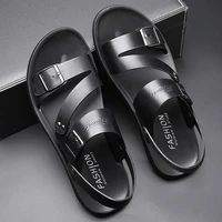 mens sandals solid color leather men summer shoes casual comfortable open toe sandals soft beach footwear male shoes size38 48
