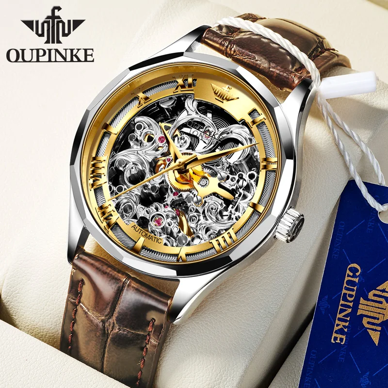 

OUPINKE Fashion Ultra-thin automatic mechanical watches Clock watch Male fashion Rolexable wristwatch of luxury for business man