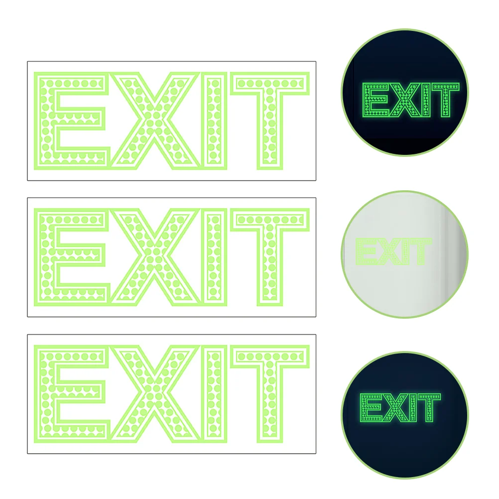 

3pcs Glowing Direction Indicator Stickers EXIT Warning Stickers Floor Guide Stickers