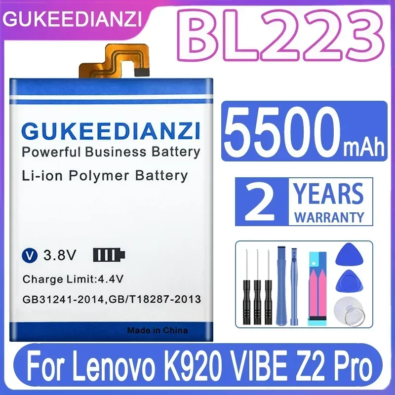 GUKEEDIANZI 5500 мАч BL223 BL-223 аккумулятор для Lenovo Vibe Z2 Pro Z2Pro K920 K80 K80M K7 сменный + инструменты