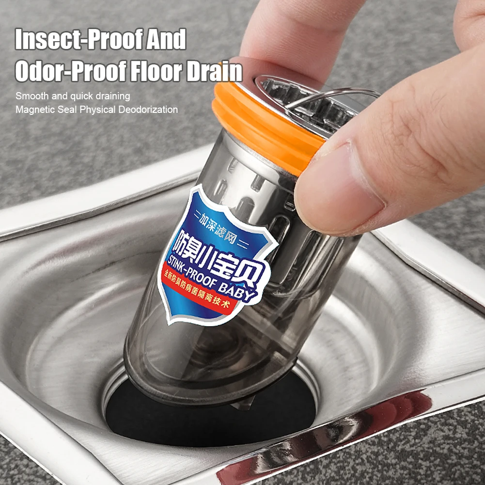

Bathroom Floor Drain Silicone Seal Magnetic Toilet Deodorant Anti-Odor No Smell Bathroom Toilet Sewer Shower Drain Hair Catcher