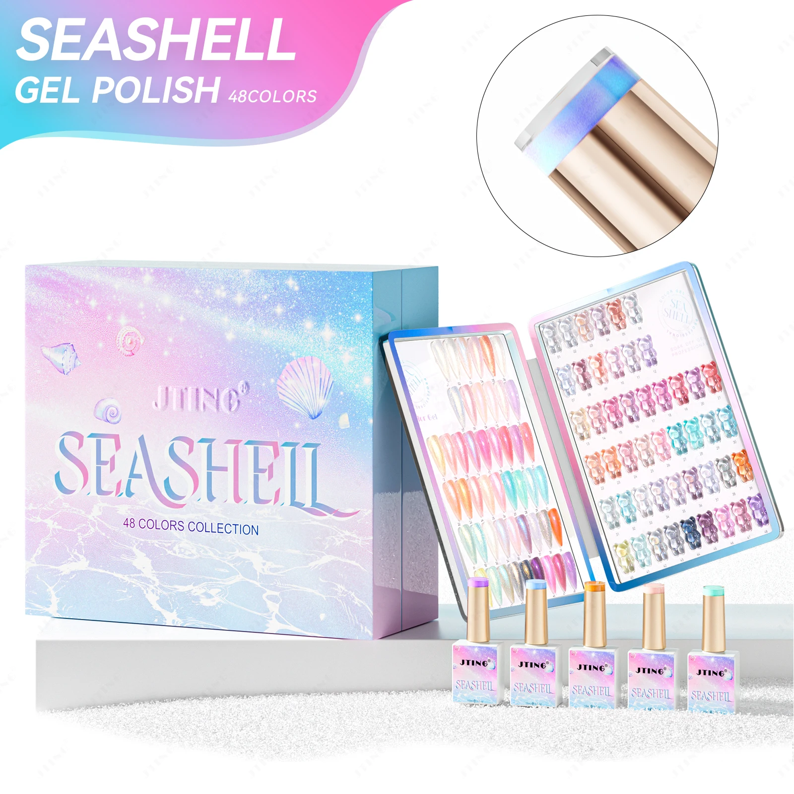 JTING Elegent Unique 48colors seashell gel polish collection set box Free color book dream summer colors gel nail polish