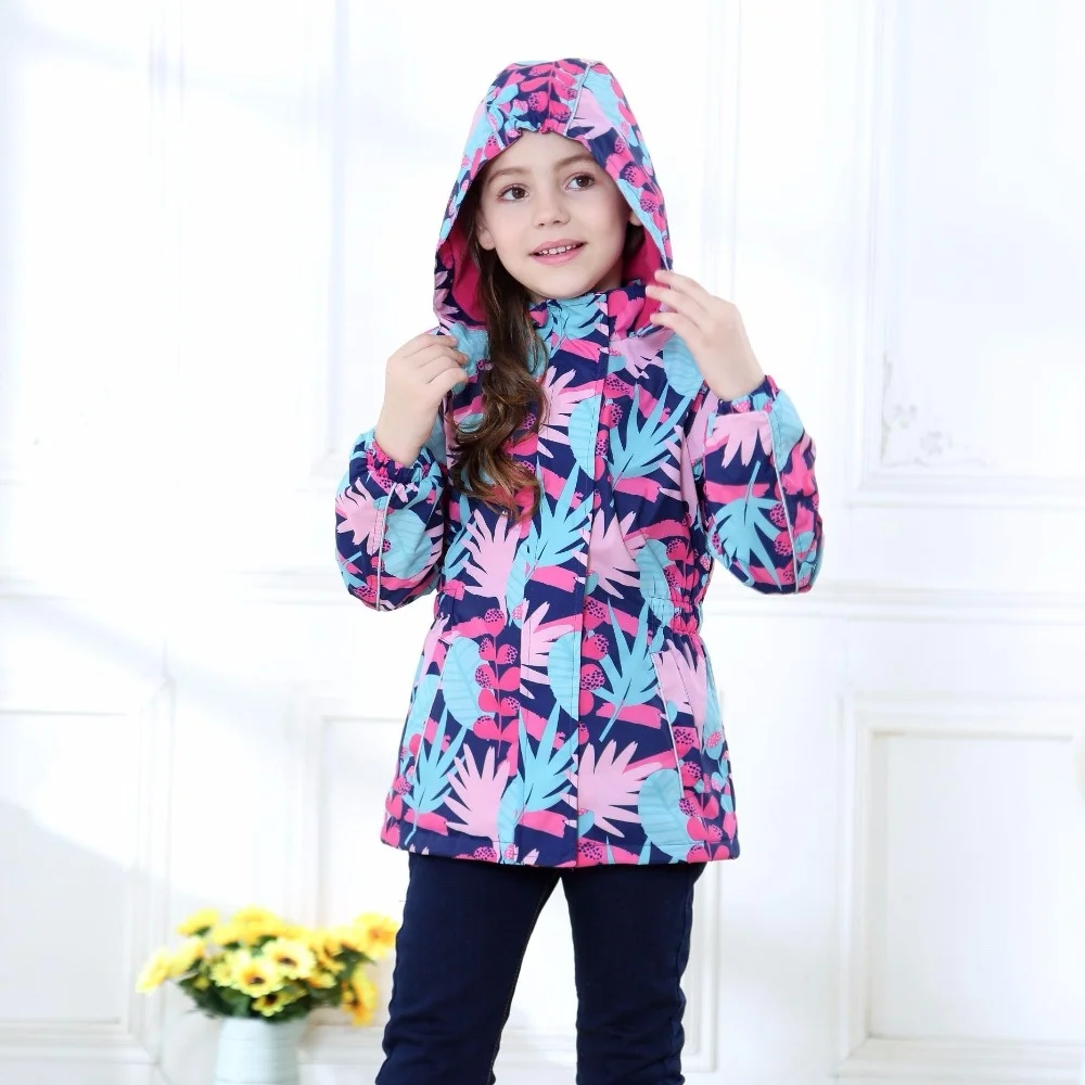 

Fleece Padded Baby Girls Waterproof Coats Hooded Full Zip Children Outerwear Kids Outfits Jackets For 3-12 Years
