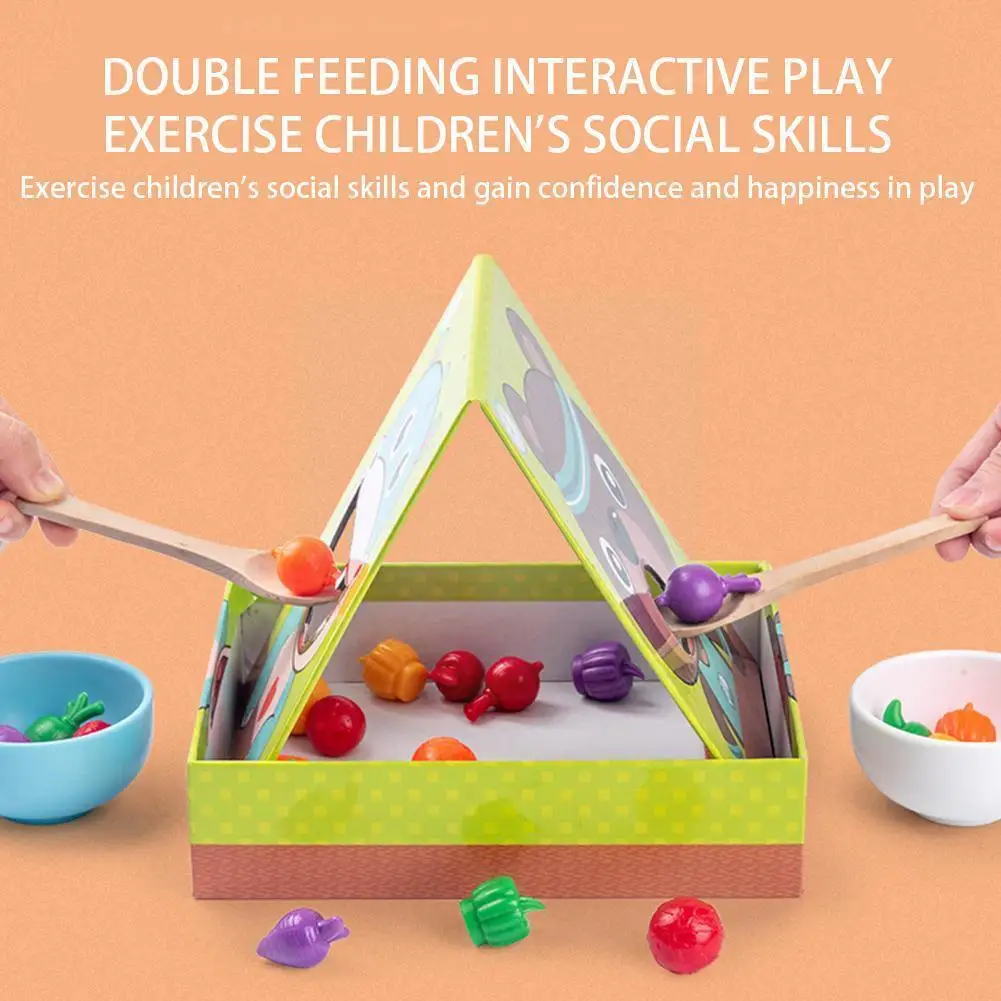 

Детская деревянная игра для кормления, детские палочки для еды, обучающая игрушка для детей и родителей, обучающая игрушка для раннего ребе...