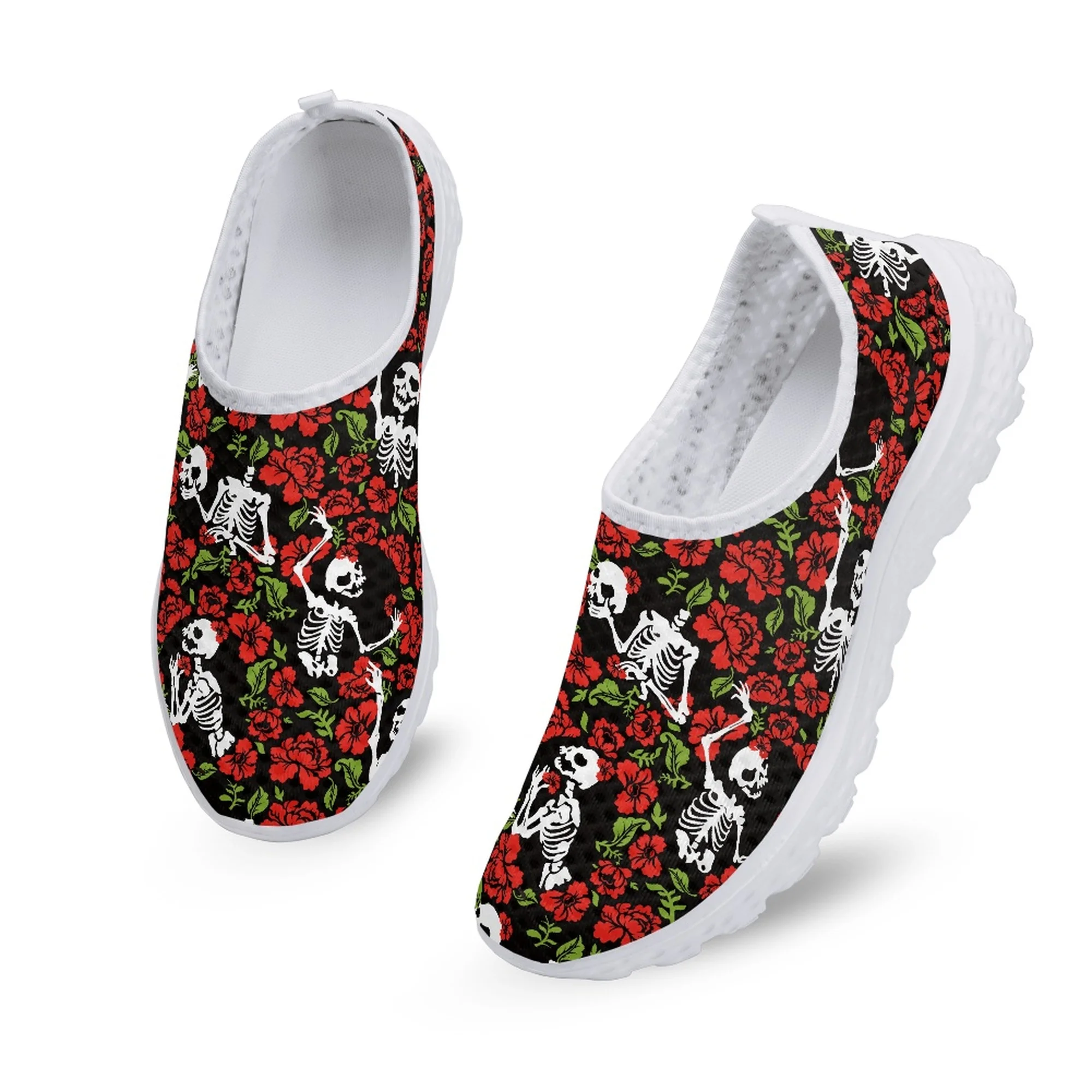 

Yikeluo готические розовые черепа дизайнерская летняя сетчатая женская обувь Легкие кроссовки Повседневные Дышащие слипоны Лоферы Zapatillas