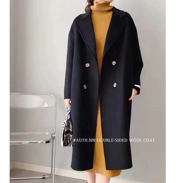 2024 осенние шерстяные пальто с отложным воротником зимнее кашемировое двубортное