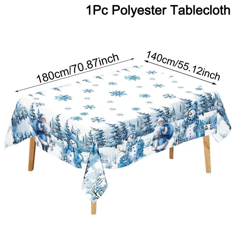 

Рождественская скатерть Blue Santa Claus Snowman