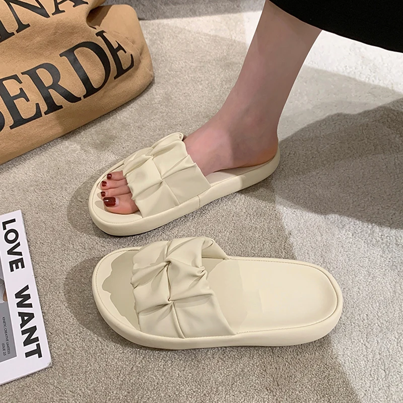 

Slippers Casual Beach Shoes Slides Platform Low Slipers Women Luxury Sabot Soft Flat 2023 Basic Rome PU Leisure Fashion Scandals