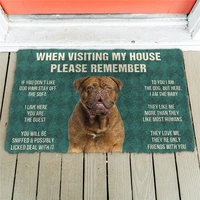 please remember dogue de bordeaux dogs house rules doormat decor print carpet soft flannel non slip doormat for bedroom porch