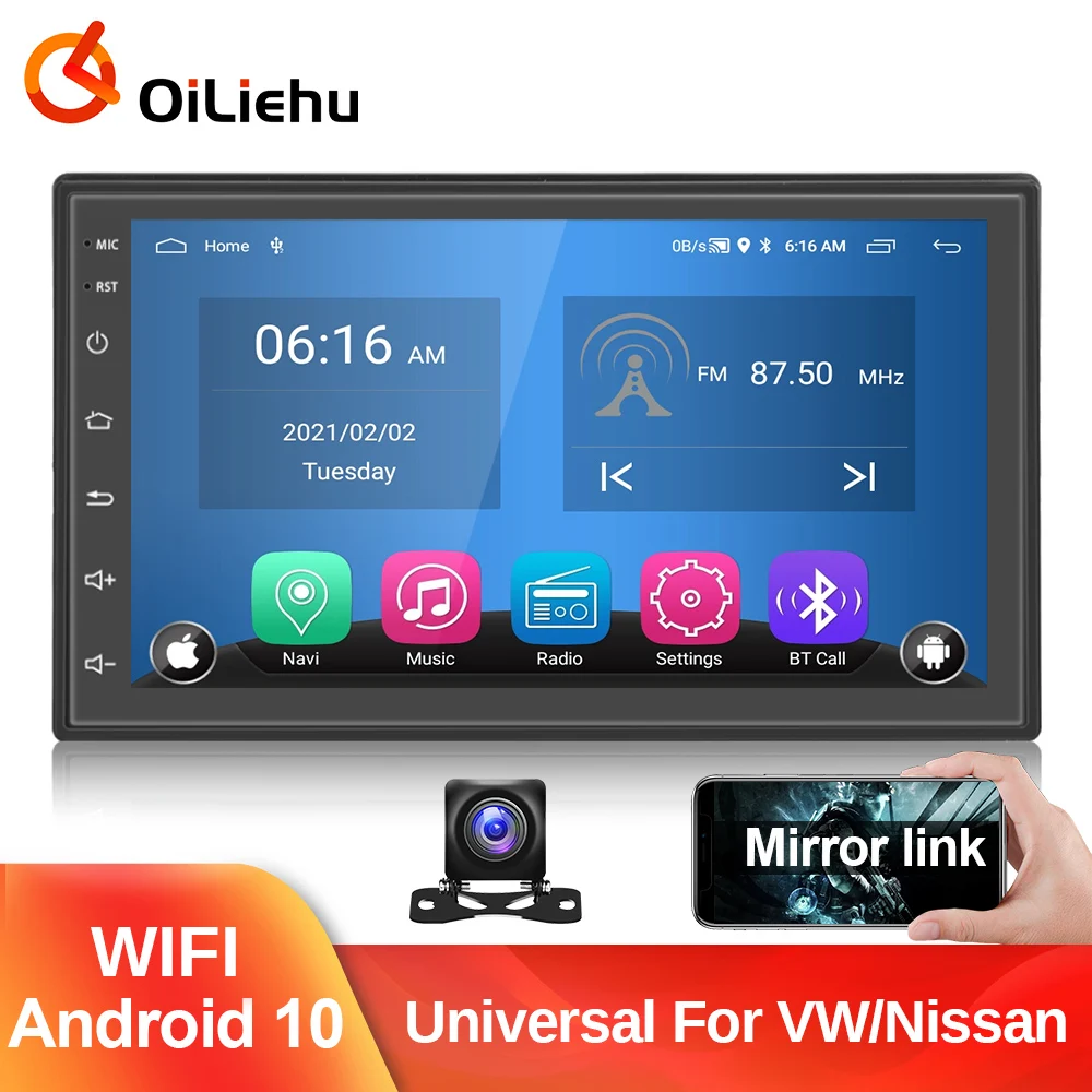OiLiehu 8G 128G Car Radio 2din Carplay Auto GPS Android 10.0 Universal 7