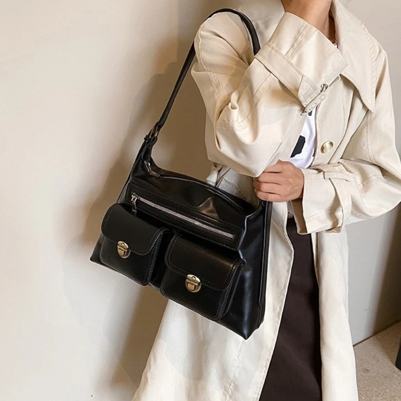 Женская сумка через плечо однотонная из искусственной кожи