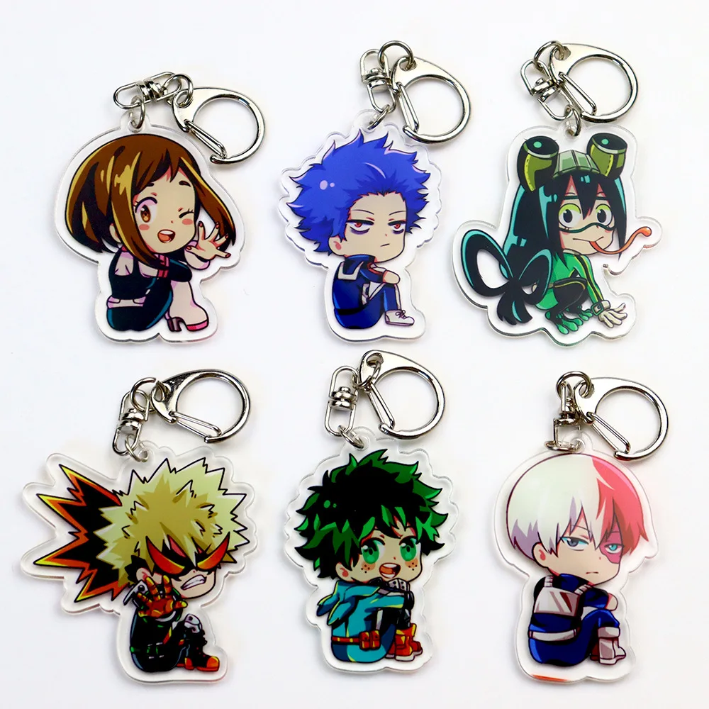 

Japan Anime My Hero Academia Keychain Acrylic Figure Midoriya Izuku Cute Pedant Backpack Decoration Keyrings Fans Gift