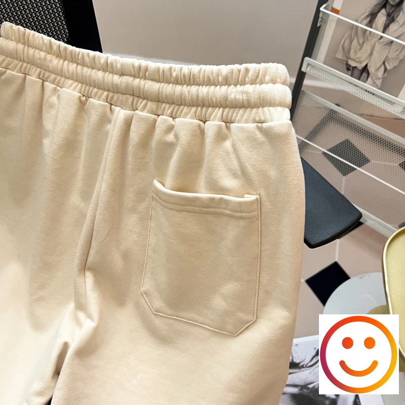 Шорты мужские/женские махровые контрастные с вышивкой и надписью